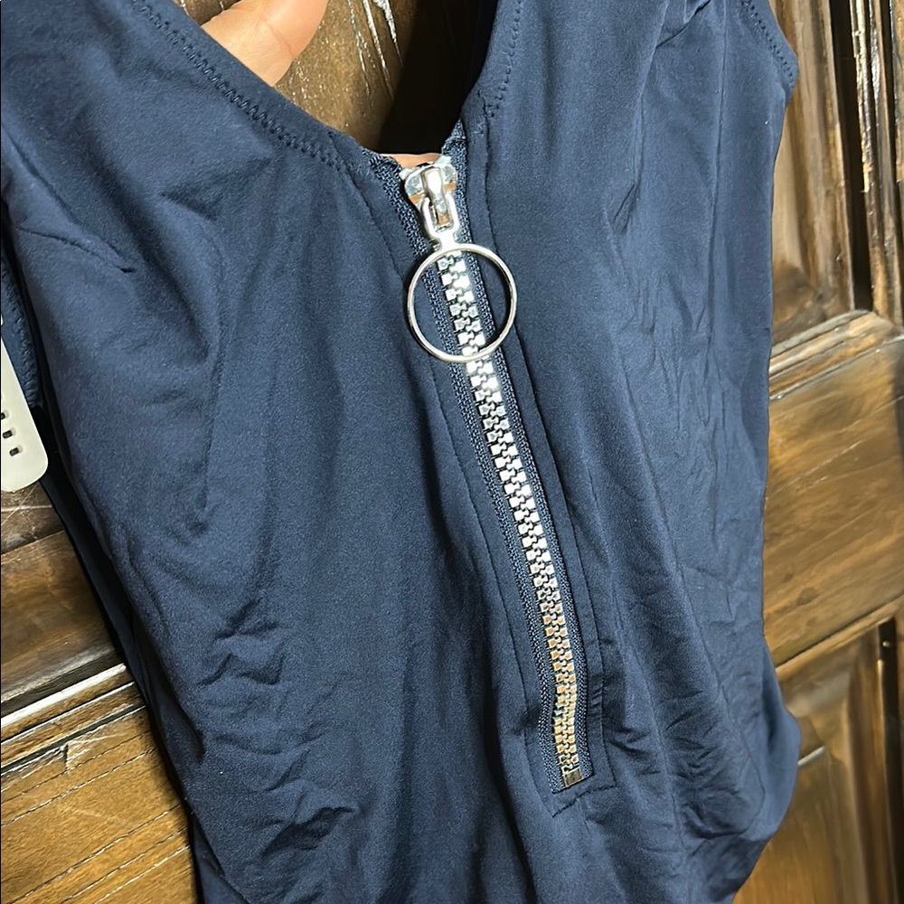 H&M Navy One Piece Swimsuit with Zipper - Picture 2 of 4
